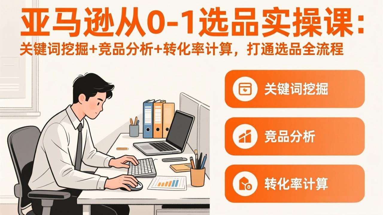 (17567期)亚马逊从0-1选品实操课(更新3月):关键词挖掘+竞品分析+转化率计算,47节打通选品全流程-网赚副业网