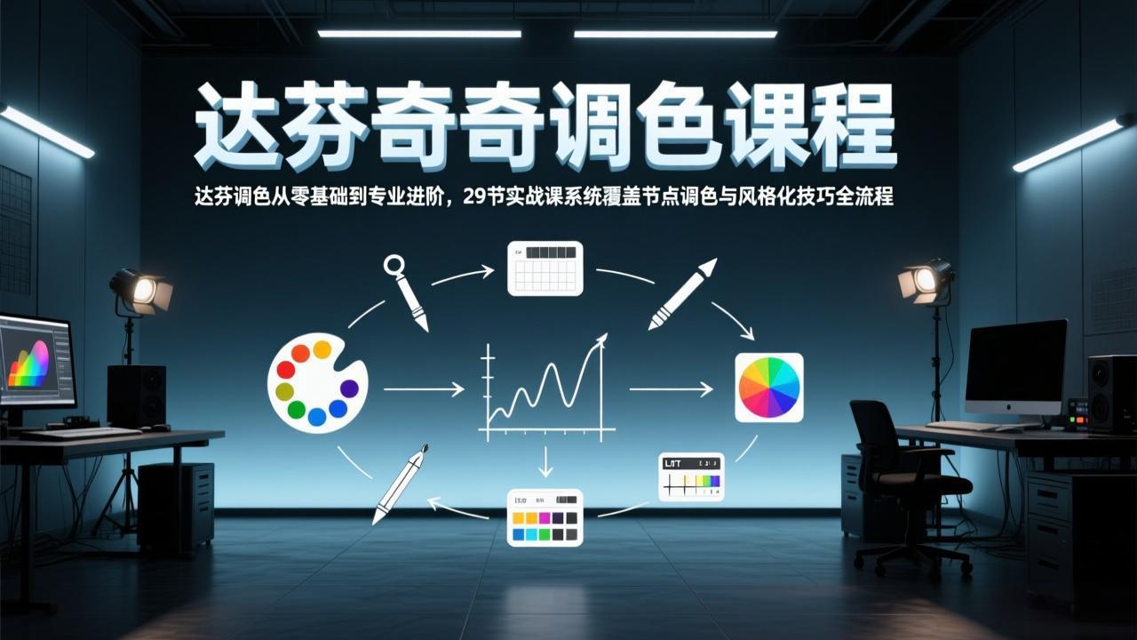 (17484期)达芬奇调色从零基础到专业进阶,29节实战课系统覆盖节点调色与风格化技巧全流程-网赚副业网