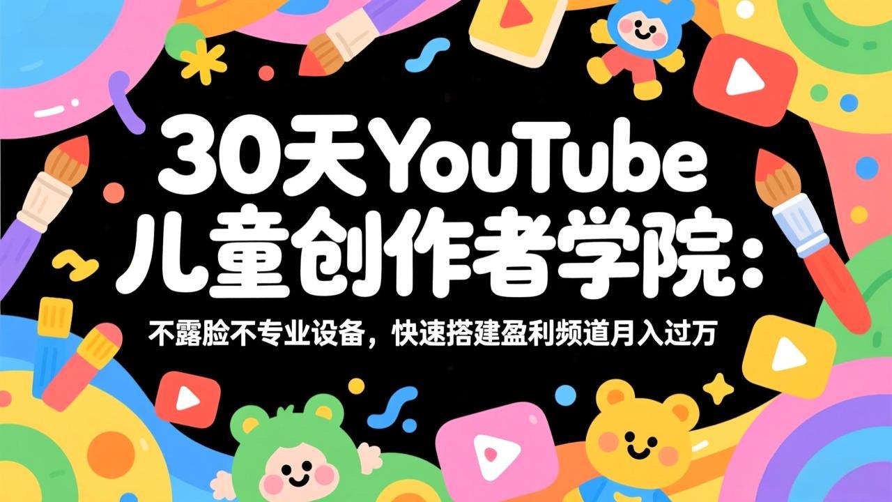 （17554期）30天YouTube儿童创作者学院：不露脸不专业设备，快速搭建盈利频道月入过万-网赚副业网