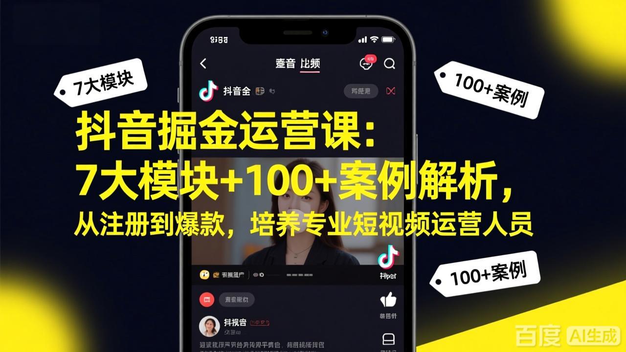 （17573期）抖音掘金运营课：7大模块+100+案例解析，从注册到爆款，培养专业短视频运营人员-网赚副业网