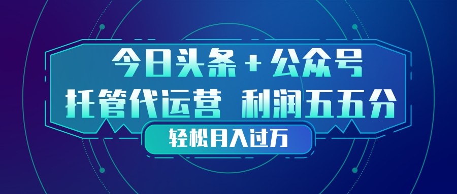 (17617期)头条加公众号 托管代运营 利润分成模式 轻松月入过万-网赚副业网