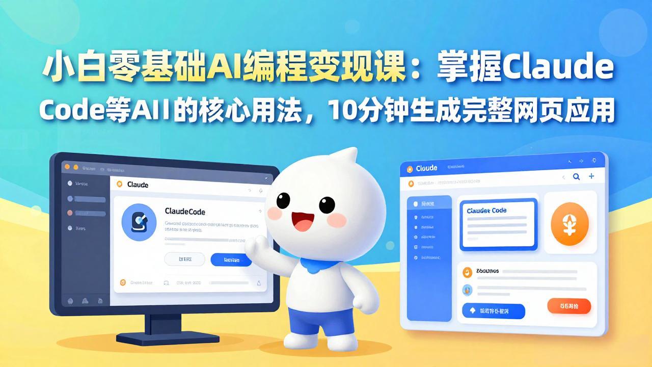 (17562期)小白零基础AI编程变现课:掌握Claude Code等AI工具的核心用法,10分钟生成完整网页应用-网赚副业网