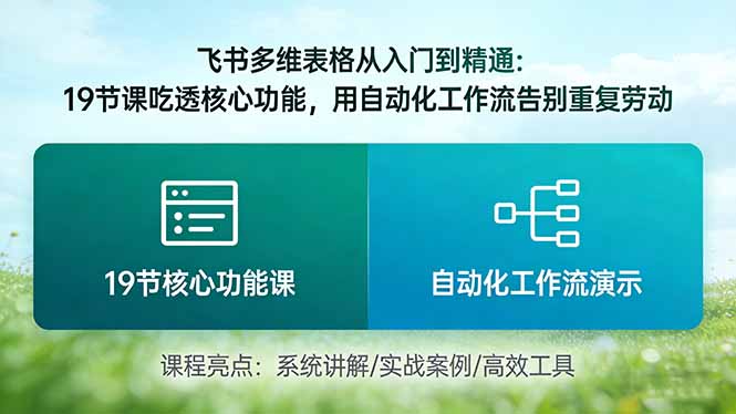 (17634期)飞书多维表格从入门到精通:19节课吃透核心功能,用自动化工作流告别重复劳动-网赚副业网