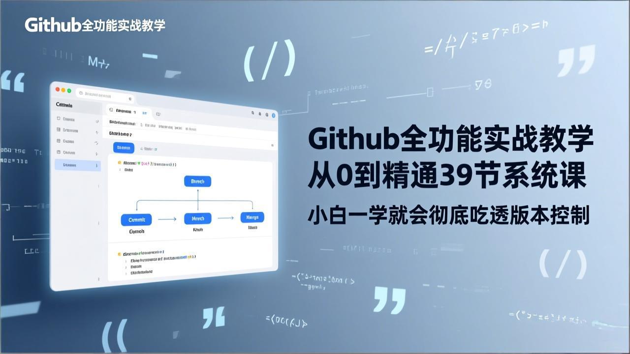 (17501期)GitHub-全功能实战教学,从0到精通39节系统课,小白一学就会彻底吃透版本控制-网赚副业网