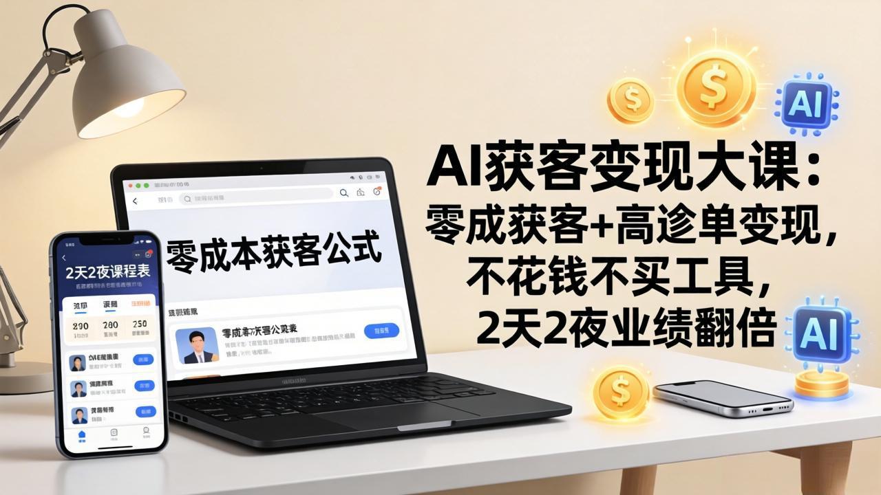 (17735期)AI获客变现大课:零成本获客+高客单变现,不花钱不买工具,2天2夜业绩翻倍-网赚副业网