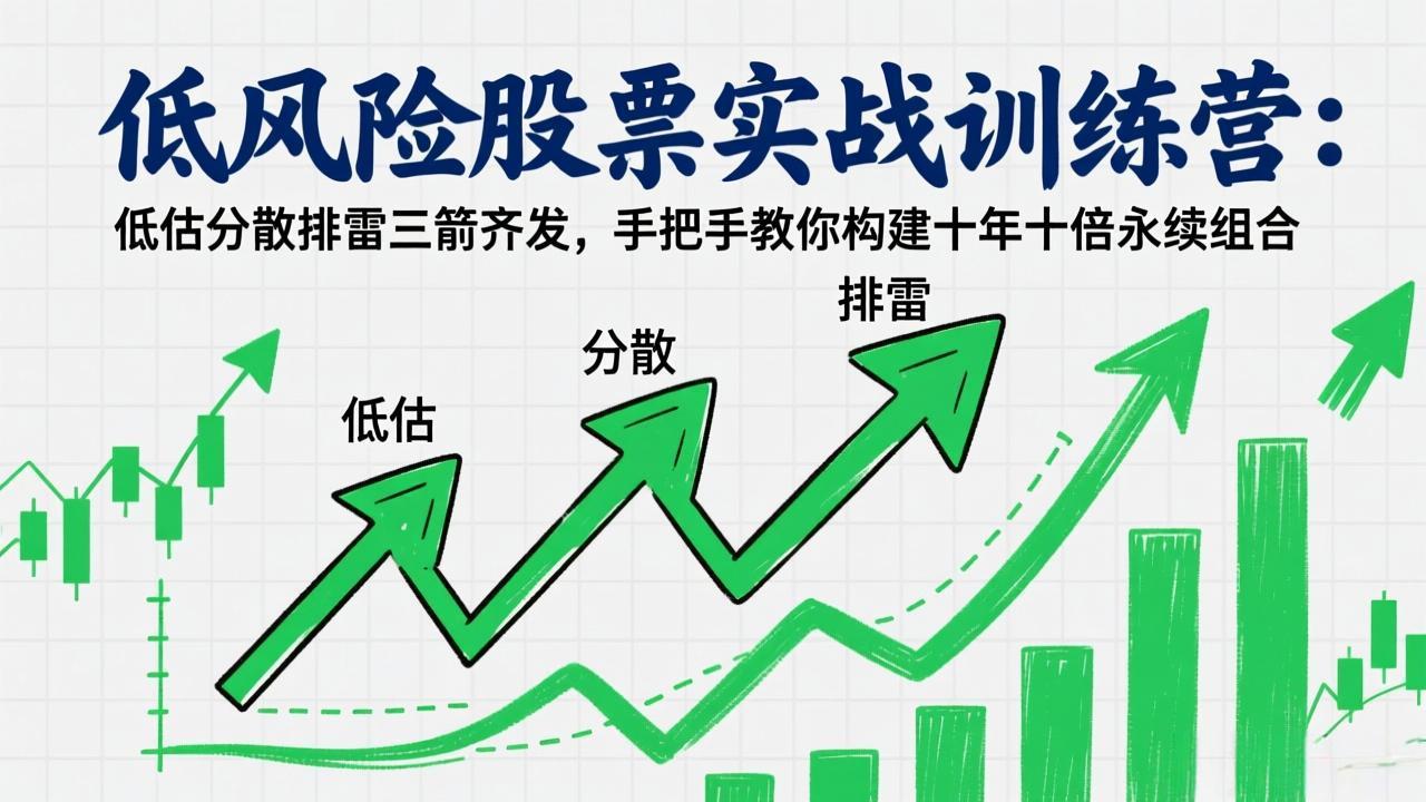 (17487期)低风险股票实战训练营:低估分散排雷三箭齐发,手把手教你构建十年十倍永续组合-网赚副业网