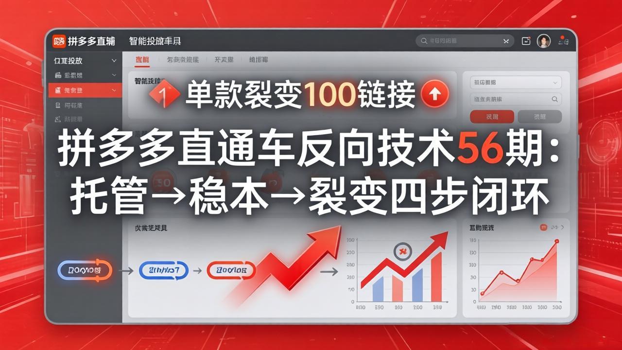 (17737期)拼多多直通车反向技术56期:托管→稳本→裂变四步闭环,单款裂变100链接抢占核心流量-网赚副业网
