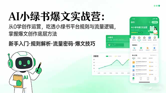 (17670期)AI 小绿书爆文实战营:从0学创作运营,吃透小绿书平台规则与流量逻辑,掌握爆文创作底层方法-网赚副业网