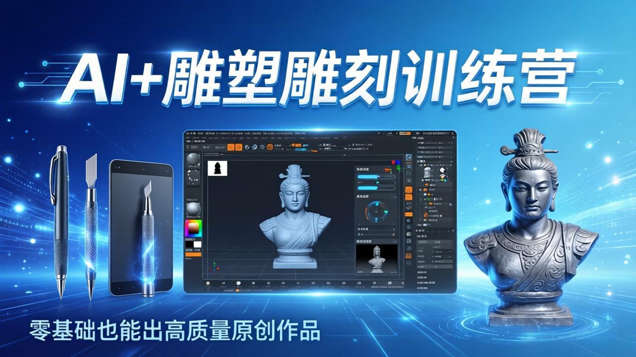(17651期)AI+雕塑雕刻训练营:从AI创作、大模型训练到3D雕刻 + 渲染,零基础也能出高质量原创作品-网赚副业网