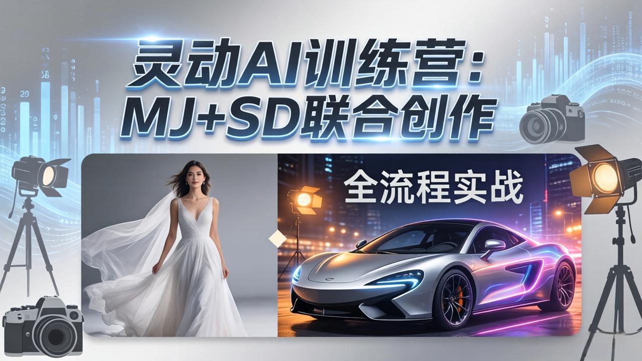 （17795期）灵动AI训练营-3.0课程：MJ+SD联合创作，从婚纱大片到汽车广告，摄影后期全流程实战-网赚副业网