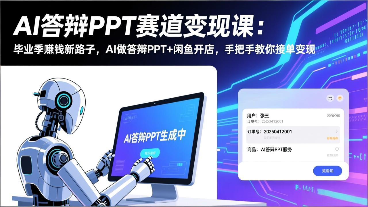 (17546期)AI答辩PPT赛道变现课:毕业季赚钱新路子,AI做答辩PPT+闲鱼开店,手把手教你接单变现-网赚副业网