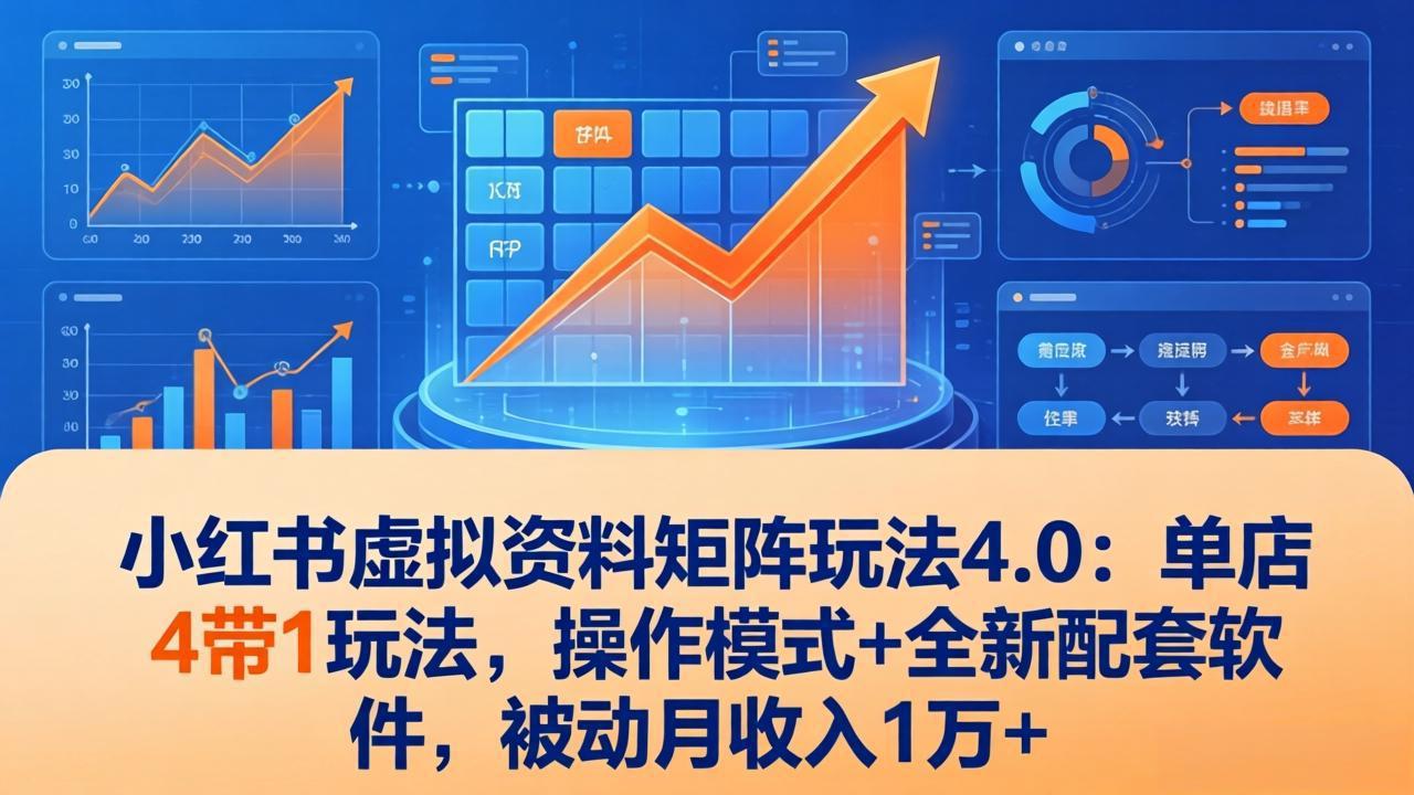 (17730期)小红书虚拟资料矩阵玩法4.0:单店4带1玩法,操作模式+全新配套软件,被动月收入1万+-网赚副业网