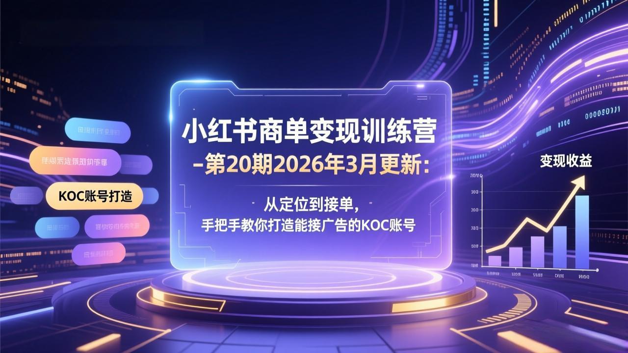 (17590期)小红书商单变现训练营-第20期26年3月更新:从定位到接单,手把手教你打造能接广告的KOC账号-网赚副业网