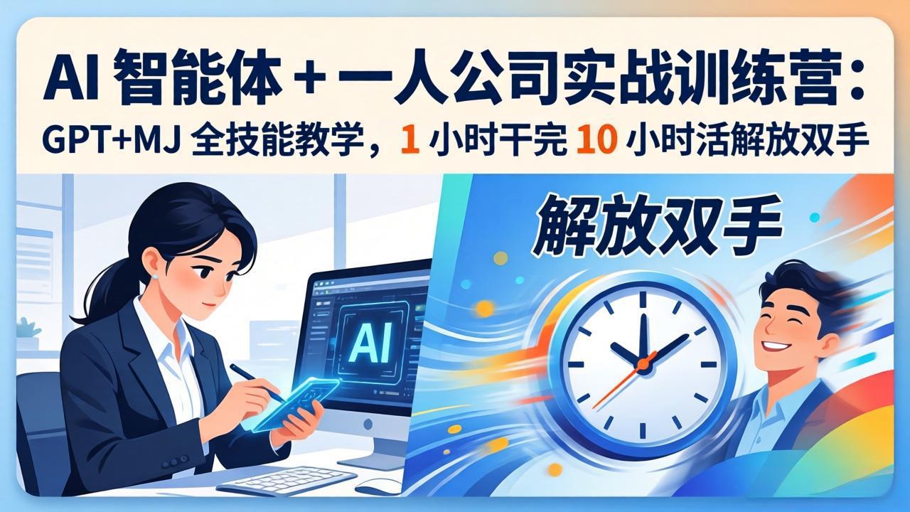 (17834期)AI 智能体 + 一人公司实战训练营:GPT+MJ 全技能教学,1 小时干完 10 小时活解放双手-网赚副业网