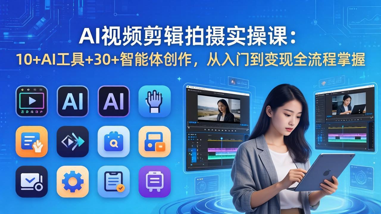 (17818期)AI 视频剪辑拍摄实操课:10+AI工具+30+智能体创作,从入门到变现全流程掌握-网赚副业网