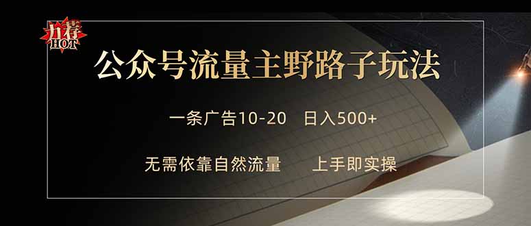 （18178期）公众号流量主野路子玩法 单条广告10-20元 日入500+-网赚副业网