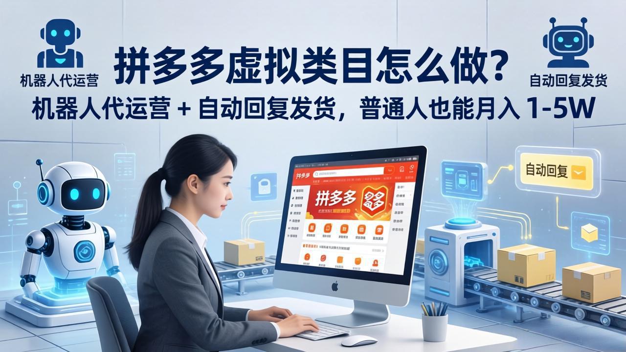 (18111期)拼多多虚拟类目怎么做?机器人代运营 + 自动回复发货,普通人也能月入 1-5W-网赚副业网