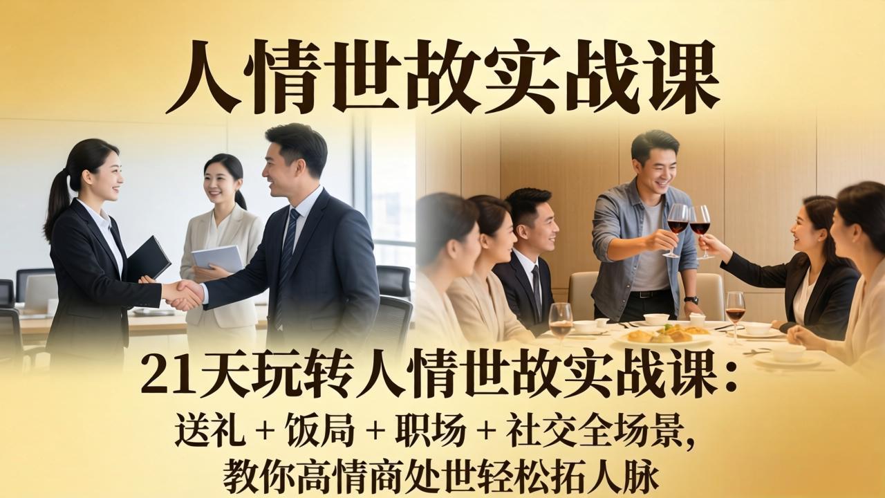 (17968期)21 天玩转人情世故实战课:送礼 + 饭局 + 职场 + 社交全场景,教你高情商处世轻松拓人脉-网赚副业网