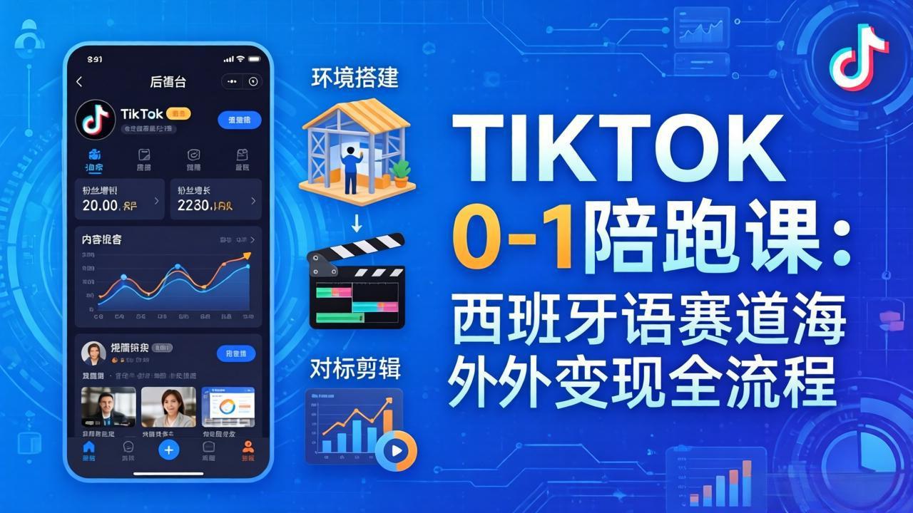 （17908期）TIKTOK 0-1 陪跑课：从环境搭建到刷对标剪辑，西班牙语赛道海外变现全流程-网赚副业网
