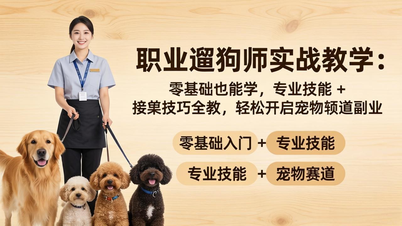 (18115期)职业遛狗师实战教学:零基础也能学,专业技能 + 接单技巧全教,轻松开启宠物赛道副业-网赚副业网