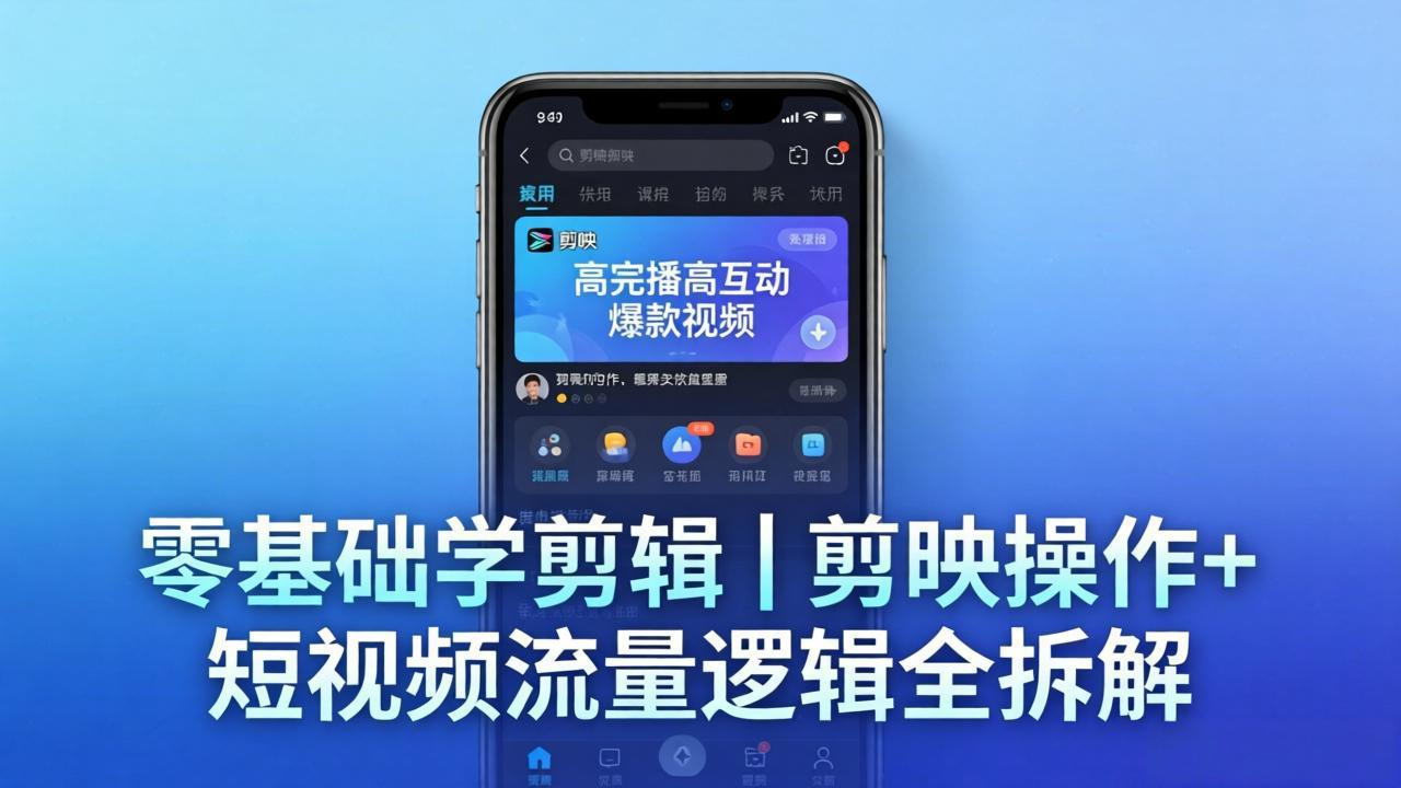 (18117期) 【零基础学剪辑】剪映操作+短视频流量逻辑全拆解|手把手教你剪出高完播高互动爆款视频-网赚副业网