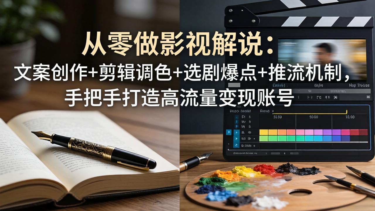(17972期)从零做影视解说:文案创作+剪辑调色+选剧爆点+推流机制,手把手打造高流量变现账号-网赚副业网