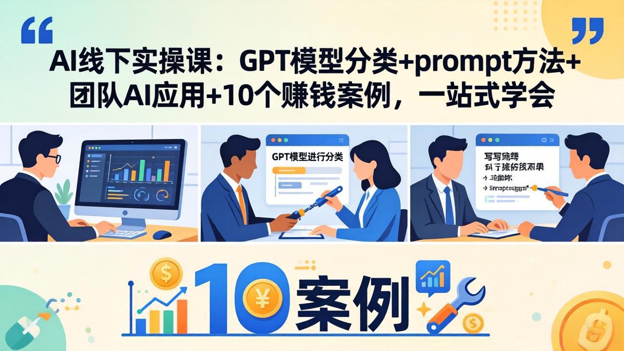 (18017期)AI线下实操课:GPT模型分类+prompt方法+团队AI应用+10个赚钱案例,一站式学会-网赚副业网