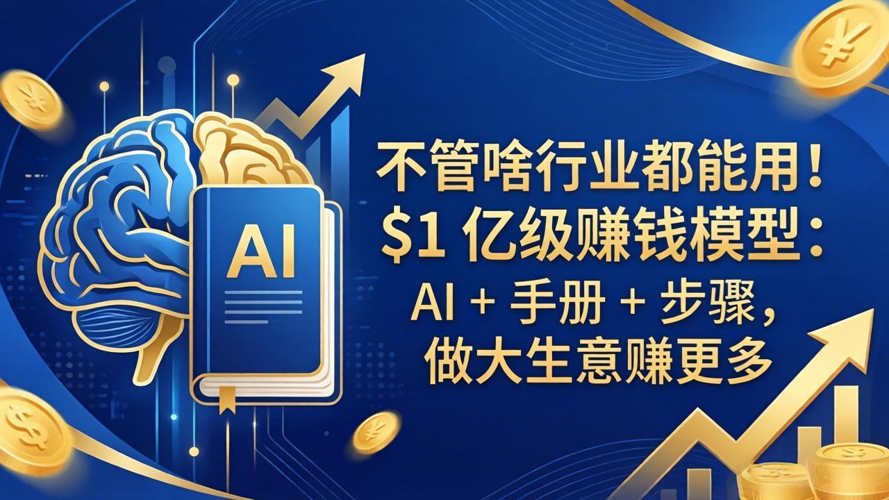 (18055期)不管啥行业都能用!$1 亿级赚钱模型:AI + 手册 + 步骤,做大生意赚更多-网赚副业网