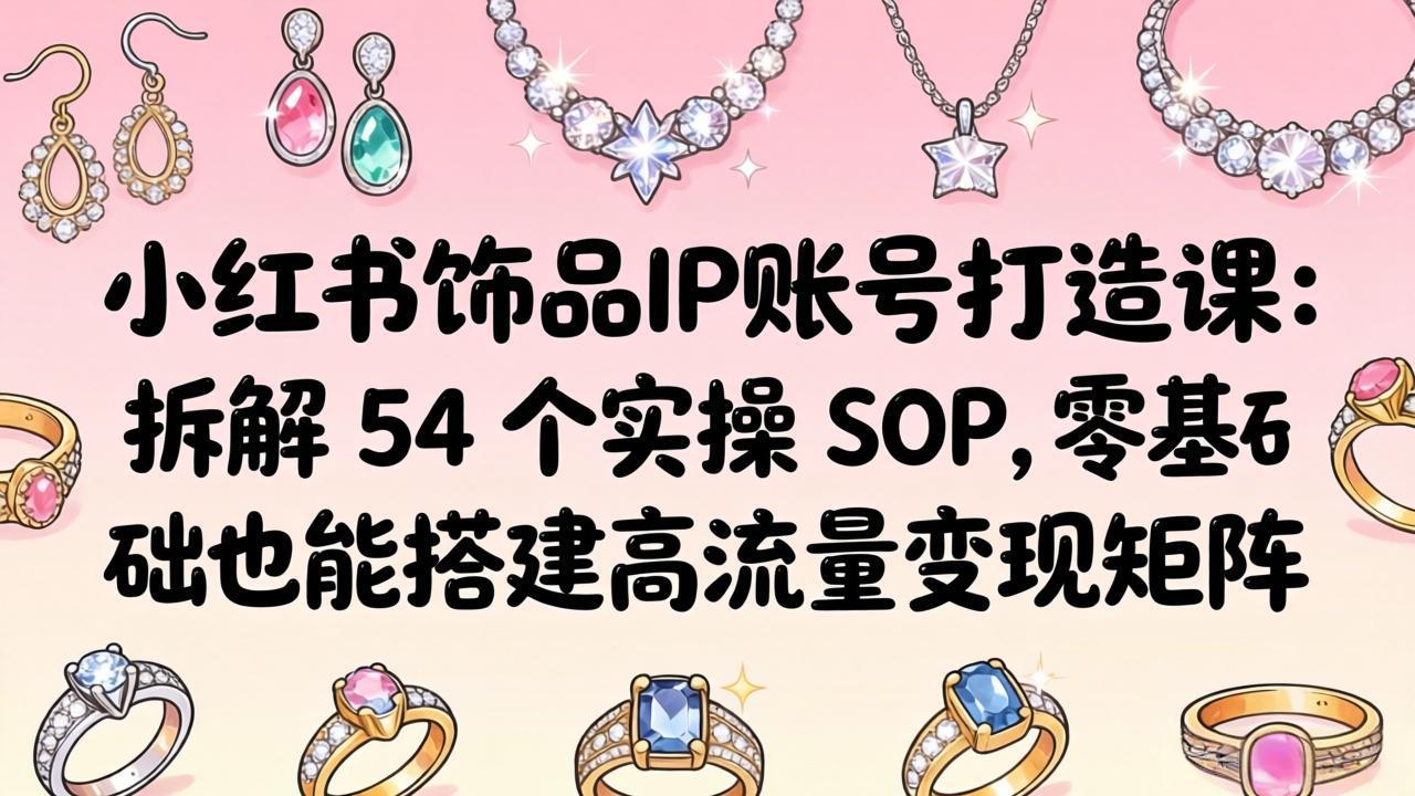 (18101期)小红书饰品IP账号打造课:拆解 54 个实操 SOP,零基础也能搭建高流量变现矩阵-网赚副业网