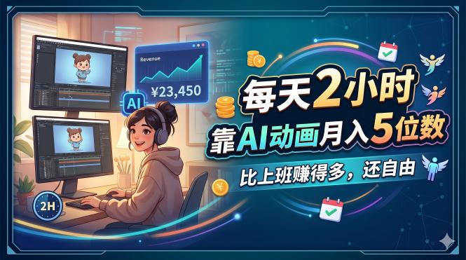 (18051期)每天 2 小时,靠 AI 动画月入 5 位数,比上班赚得多,还自由-网赚副业网