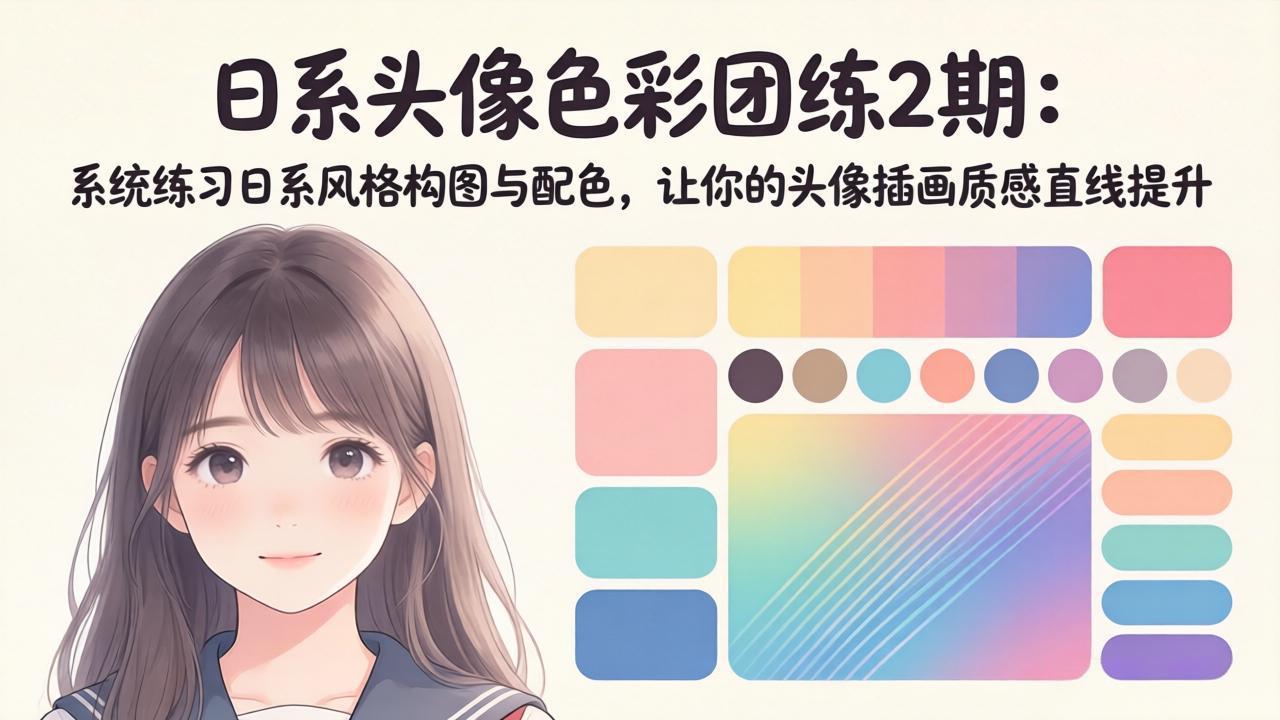 (18034期)日系头像色彩团练2期:系统练习日系风格构图与配色,让你的头像插画质感直线提升-网赚副业网