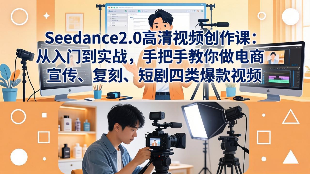 (18019期)Seedance2.0高清视频创作课:从入门到实战,手把手教你做电商、宣传、复刻、短剧四类爆款视频-网赚副业网