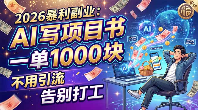 (18087期)2026暴利副业:AI 写项目书,一单 1000 块,不用引流,告别打工-网赚副业网