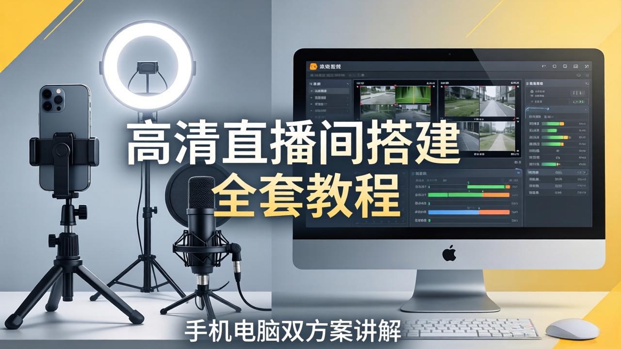 (18104期)高清直播间搭建全套教程,手机电脑双方案讲解,设备选型调试多机位实操教学-网赚副业网