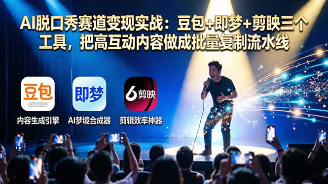 (17990期)AI脱口秀赛道变现实战:豆包+即梦+剪映三个工具,把高互动内容做成批量复制流水线-网赚副业网