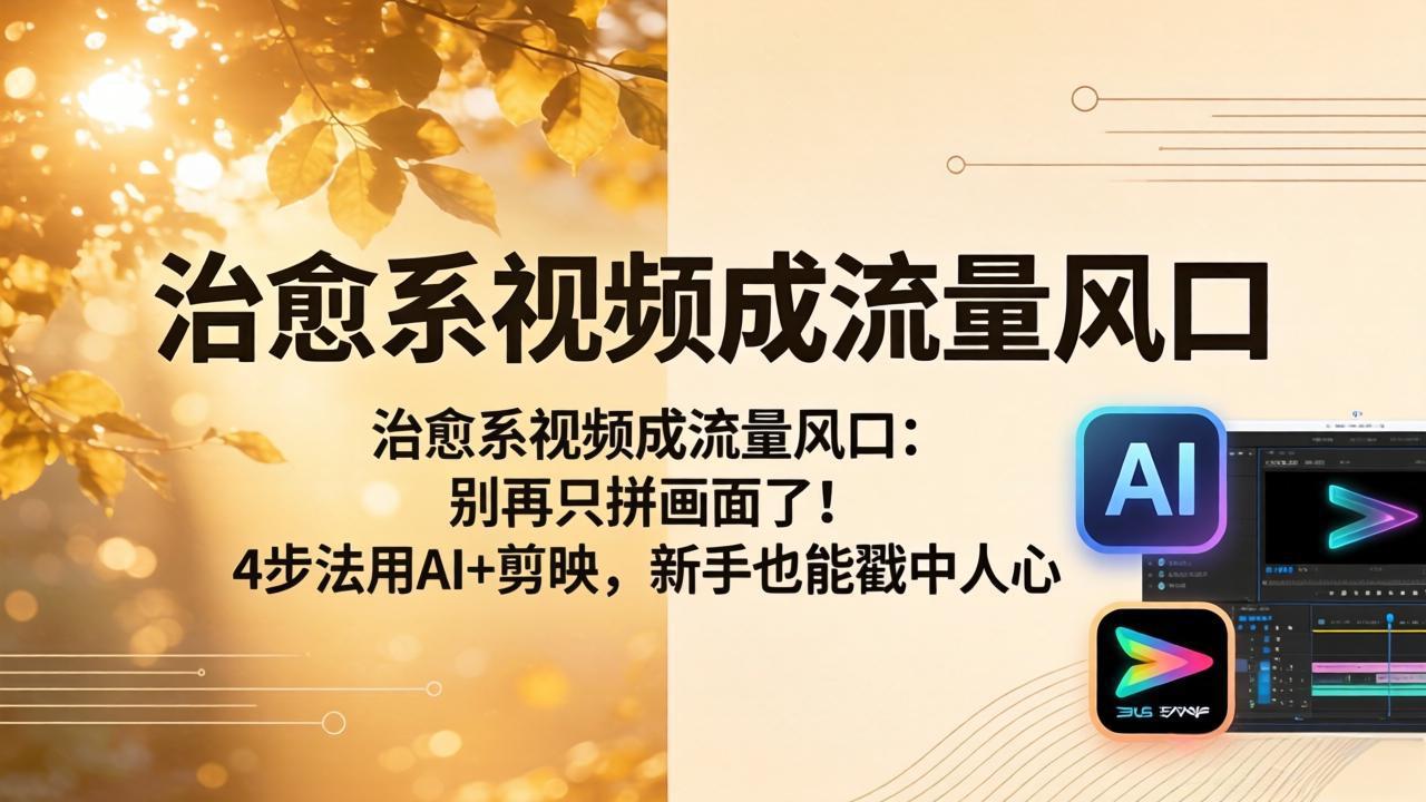 (18219期)治愈系视频成流量风口:别再只拼画面了!4步法用AI+剪映,新手也能戳中人心-网赚副业网