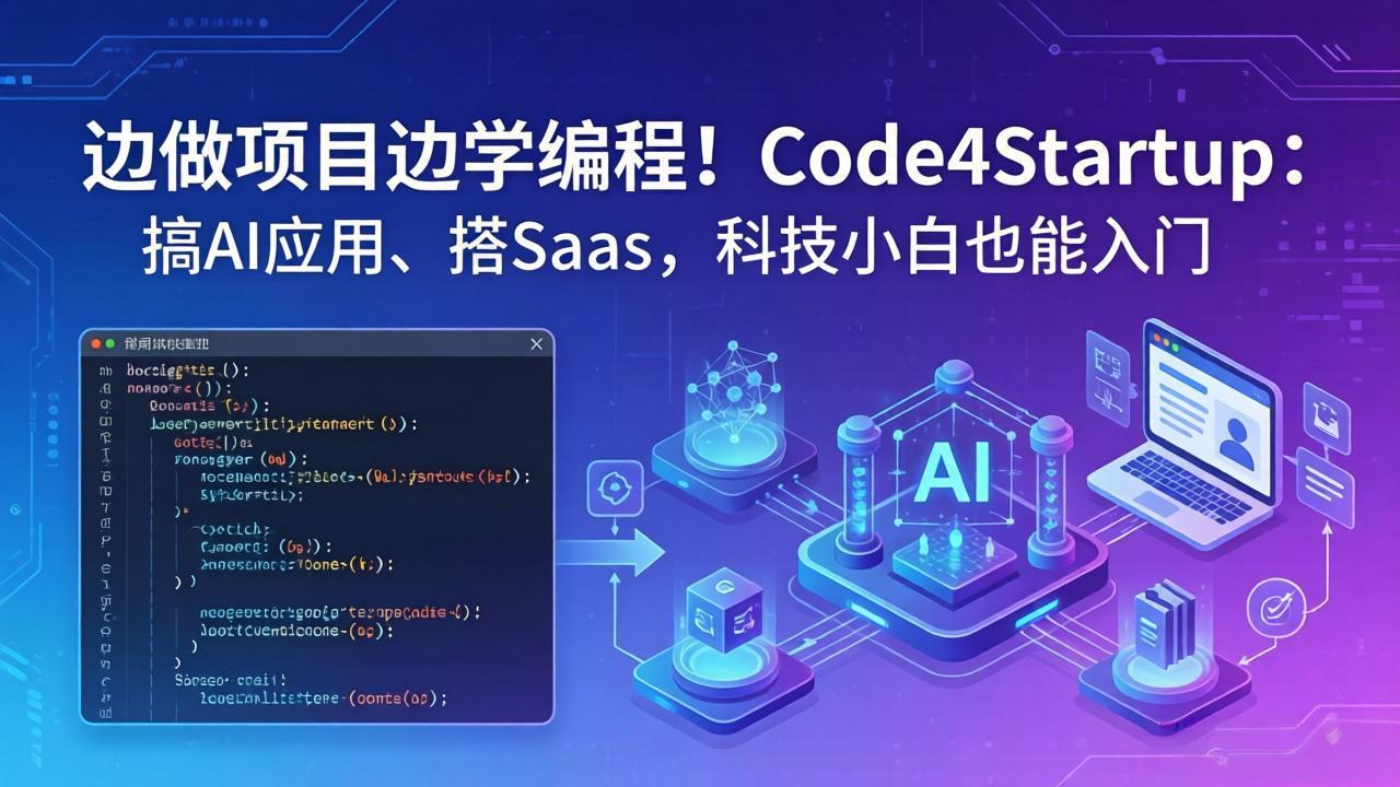 (18106期)边做项目边学编程!Code4Startup:搞 AI 应用、搭 SaaS,科技小白也能入门-网赚副业网