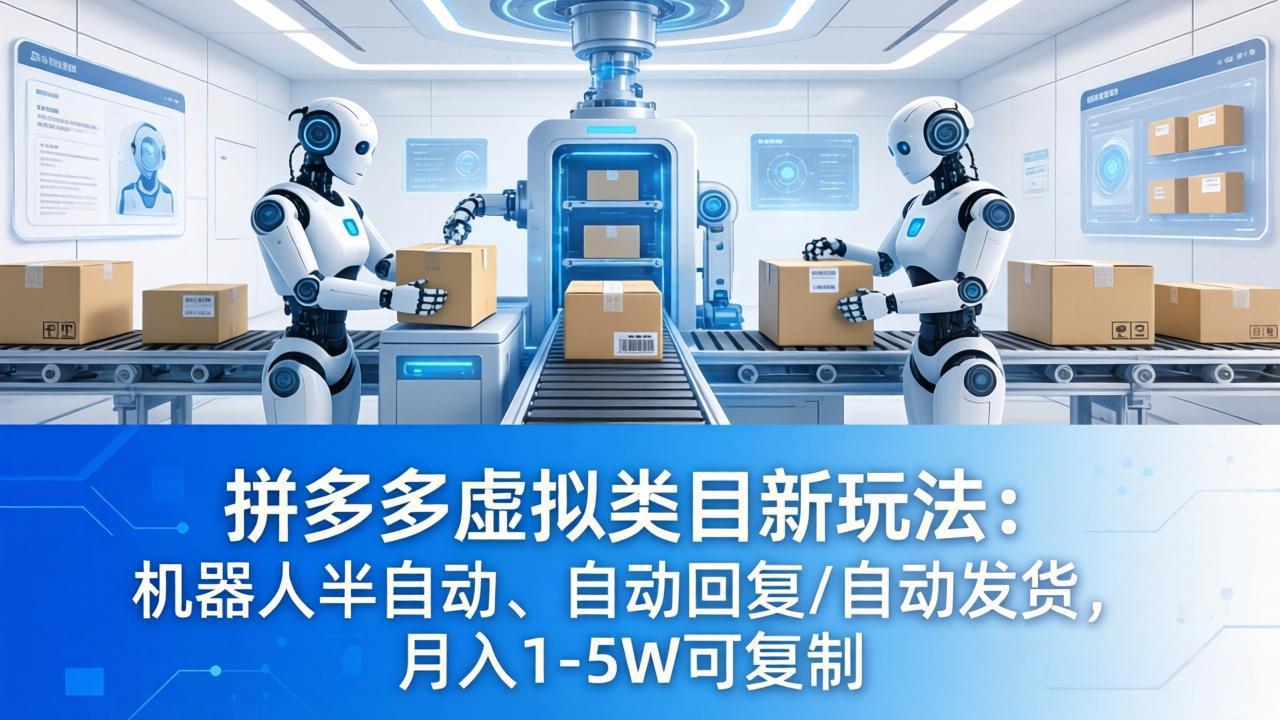 (18038期)拼多多虚拟类目新玩法:机器人半自动、自动回复 /自动发货,月入 1-5W 可复制-网赚副业网