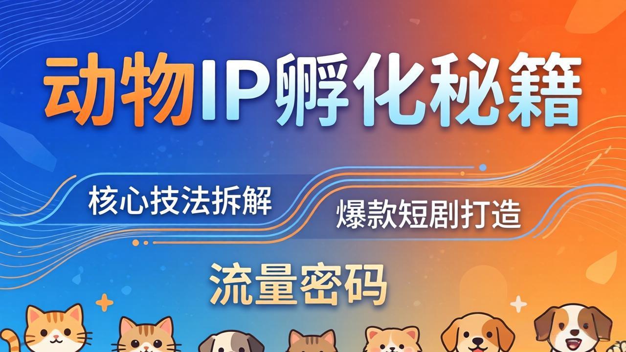 (18207期)动物IP孵化全套秘籍,三大核心技法拆解,打造爆款萌宠短剧,轻松拿捏赛道流量密码-网赚副业网