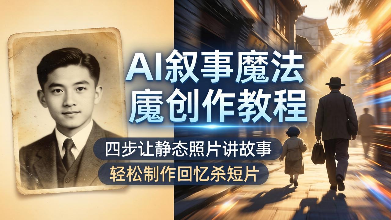 (18208期)AI叙事魔法创作教程,四步让静态照片讲故事,老照片修复加动态特效,轻松制作回忆杀短片-网赚副业网