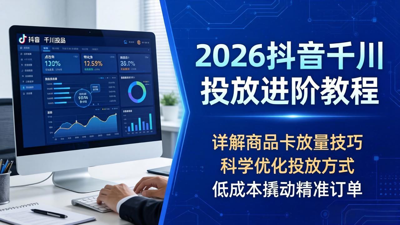 （18184期）2026抖音千川投放进阶教程，详解商品卡放量技巧，科学优化投放方式，低成本撬动精准订单-网赚副业网