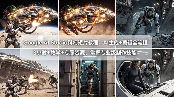 (18173期)Google AI Studio科幻短片教程:AI生成+剪辑全流程,3小时+教学+专属资源,掌握专业级制作技能-网赚副业网
