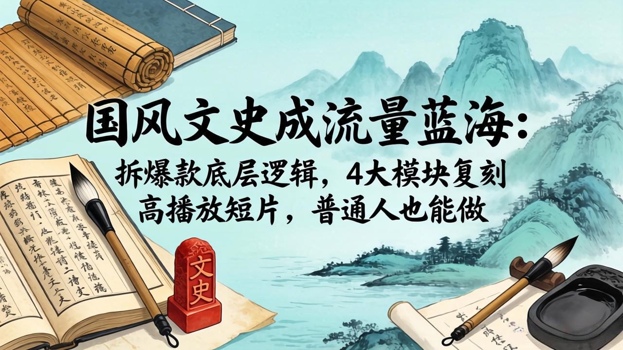 (18227期)国风文史成流量蓝海:拆爆款底层逻辑,4大模块复刻高播放短片,普通人也能做-网赚副业网