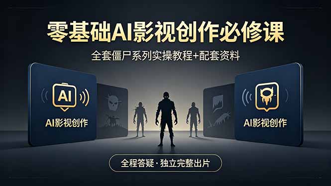 (18185期)零基础AI影视创作必修课,全套僵尸系列实操教程加配套资料,全程答疑带你独立完整出片-网赚副业网