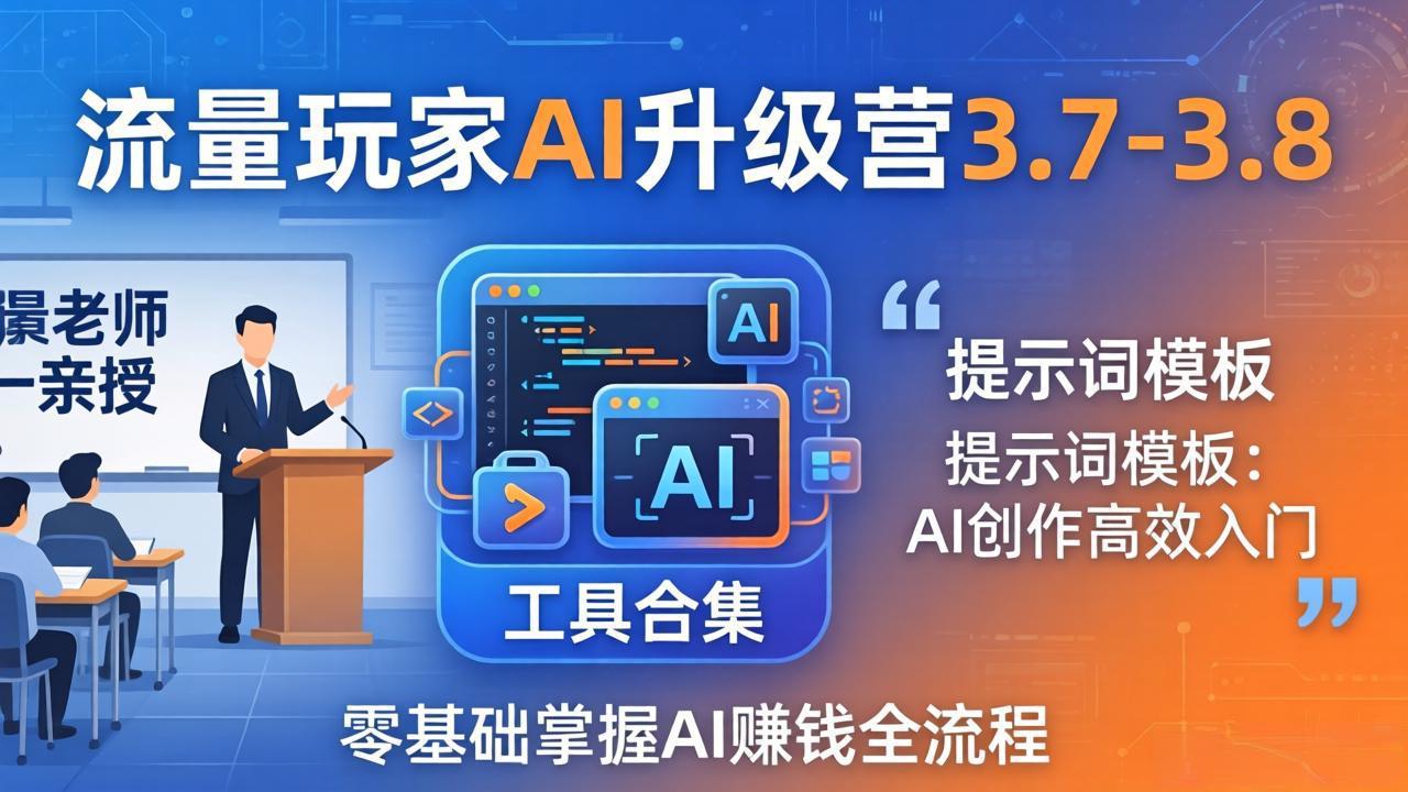 (18022期)流量玩家AI升级营3.7-3.8全套资料:多老师亲授+工具合集+提示词模板,零基础掌握AI赚钱全流程-网赚副业网