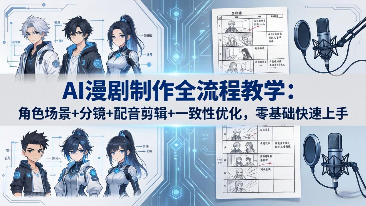 (18090期)AI漫剧制作全流程教学:角色场景+分镜+配音剪辑+一致性优化,零基础快速上手-网赚副业网