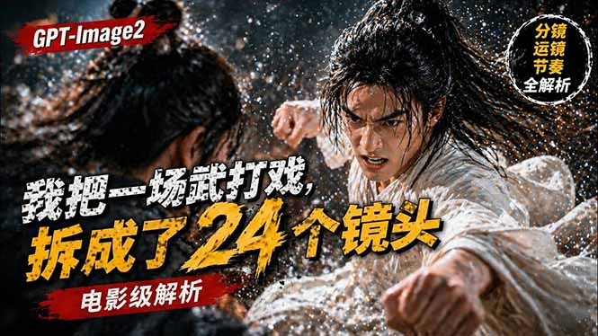 (18212期)用GPT-Image2,把一段武打对决拆成24个连续镜头,从人物建立、动作衔接、运镜节奏,到情绪爆发-网赚副业网