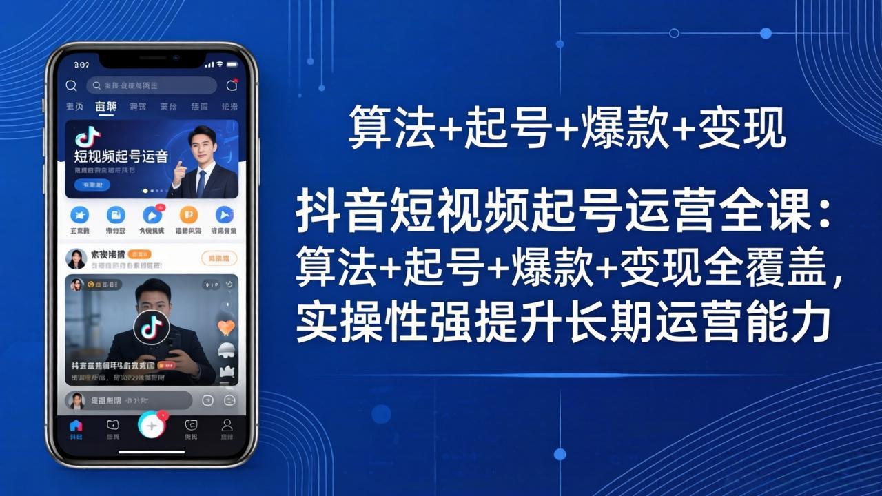 （18071期）抖音短视频起号运营全课：算法+起号+爆款+变现全覆盖，实操性强提升长期运营能力-网赚副业网