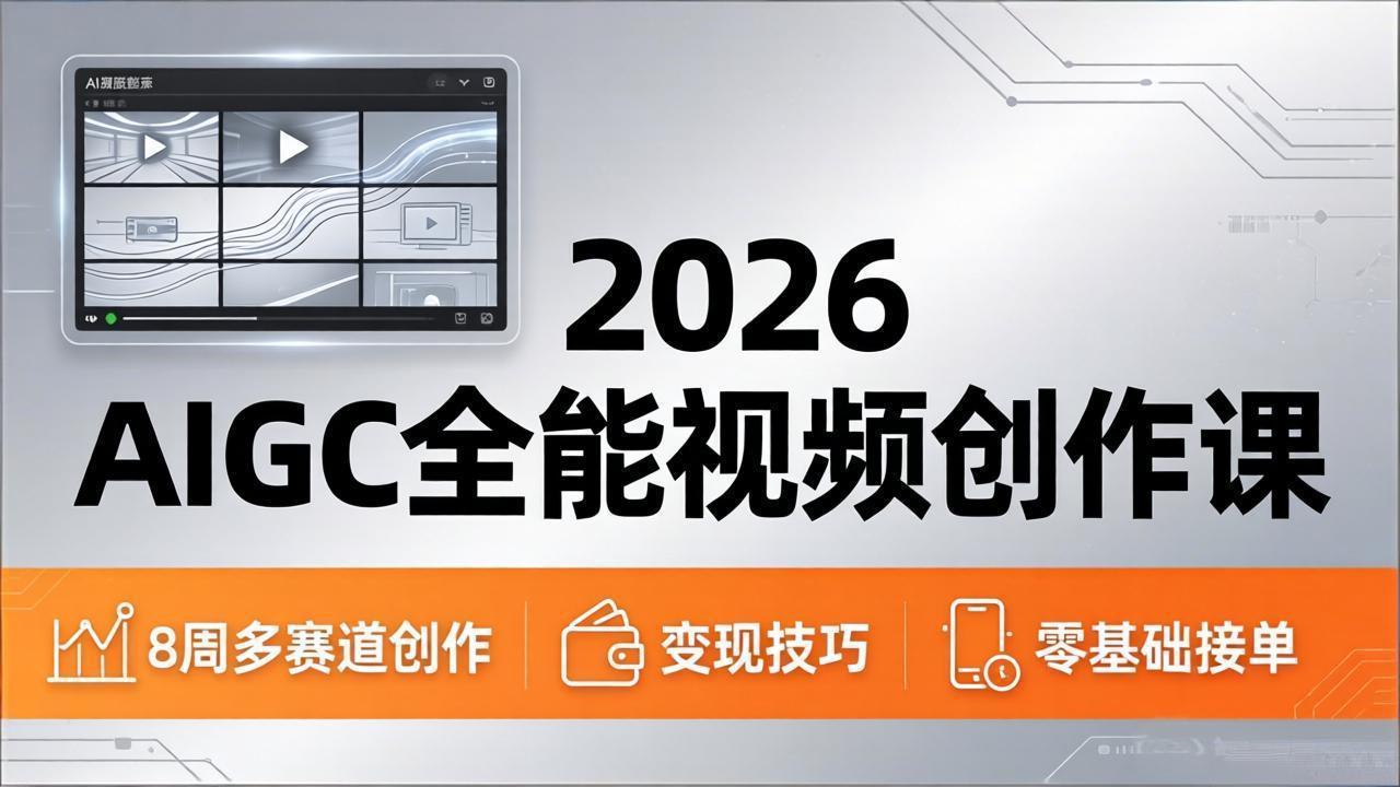 (18215期)2026AIGC全能视频创作课,8周吃透多赛道创作+变现,零基础也能高效出片接单-网赚副业网