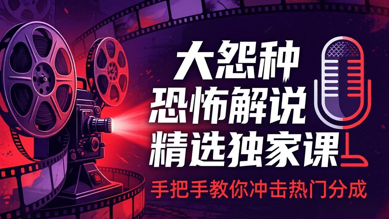 (17920期)大怨种恐怖解说精选独家课:电影下载+文案配音+片头封面,手把手教你冲击热门分成-网赚副业网